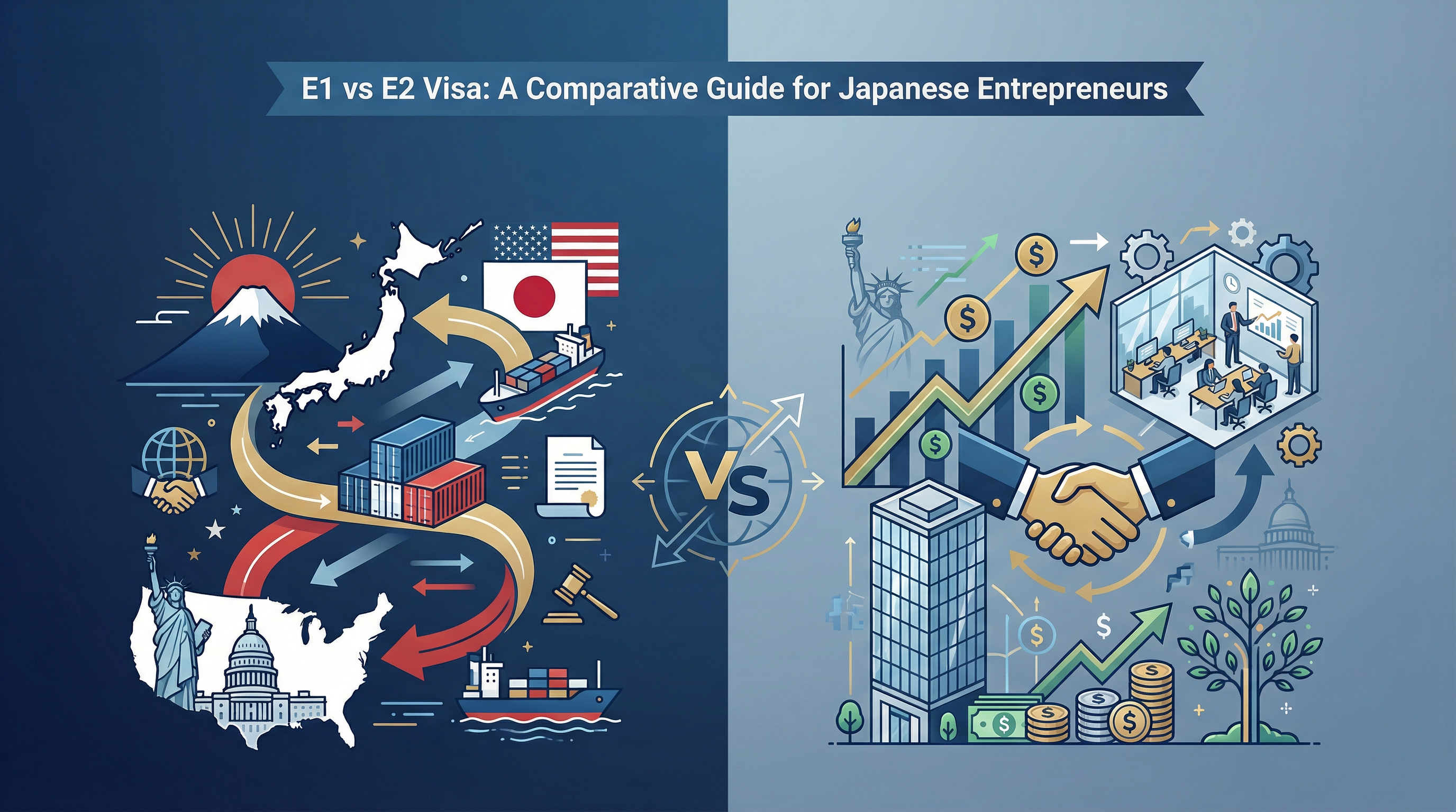 E1ビザとE2ビザの違い完全ガイド:日本人起業家のためのアメリカビザ選択マニュアル