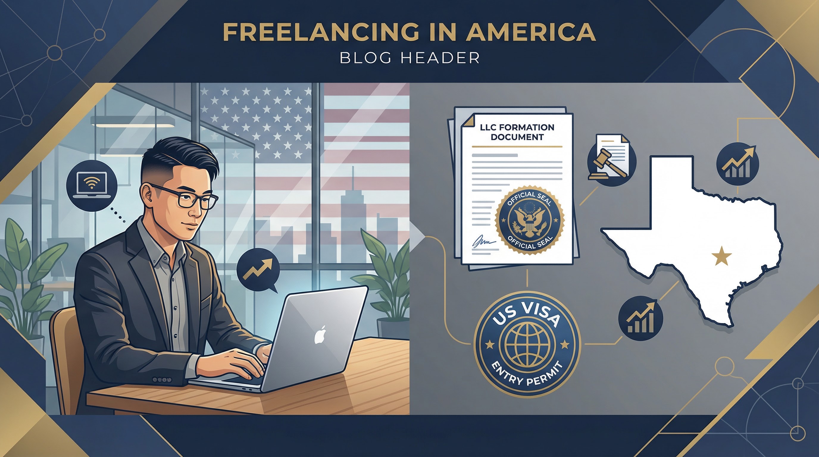 アメリカでフリーランスとして働く方法:LLC設立とビザ選択の完全ガイド